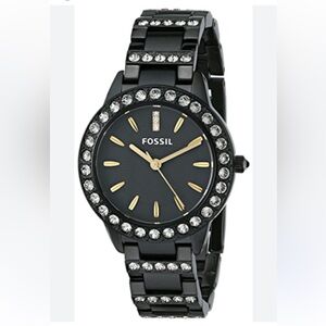 FOSSIL Women’s ES3649 Jesse Crystal Accented Black Stainless Steel Watch